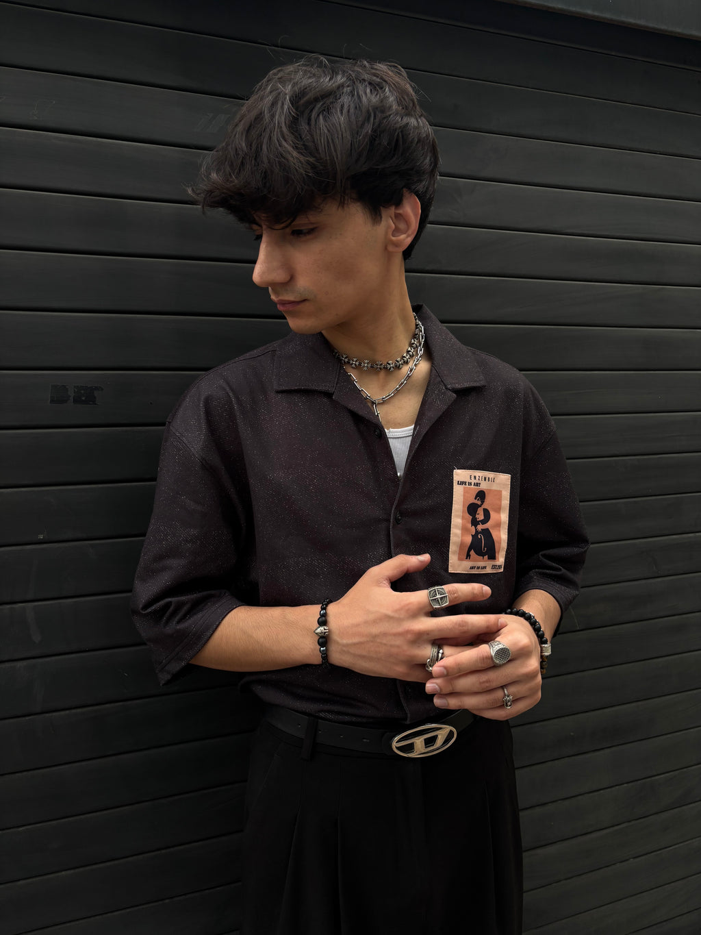 Vintage BLACK Boxy Fit Denim Shirt