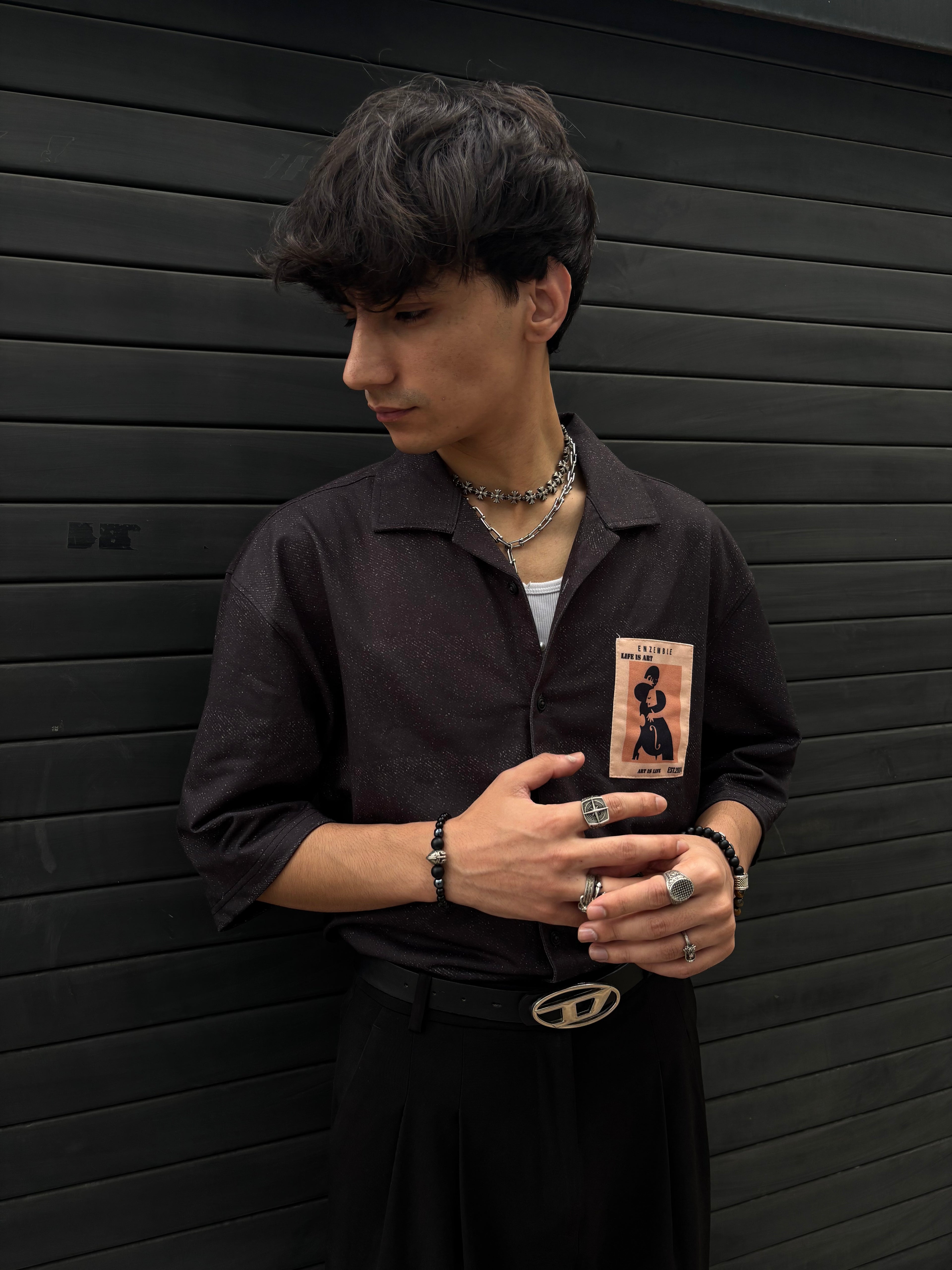 Vintage BLACK Boxy Fit Denim Shirt