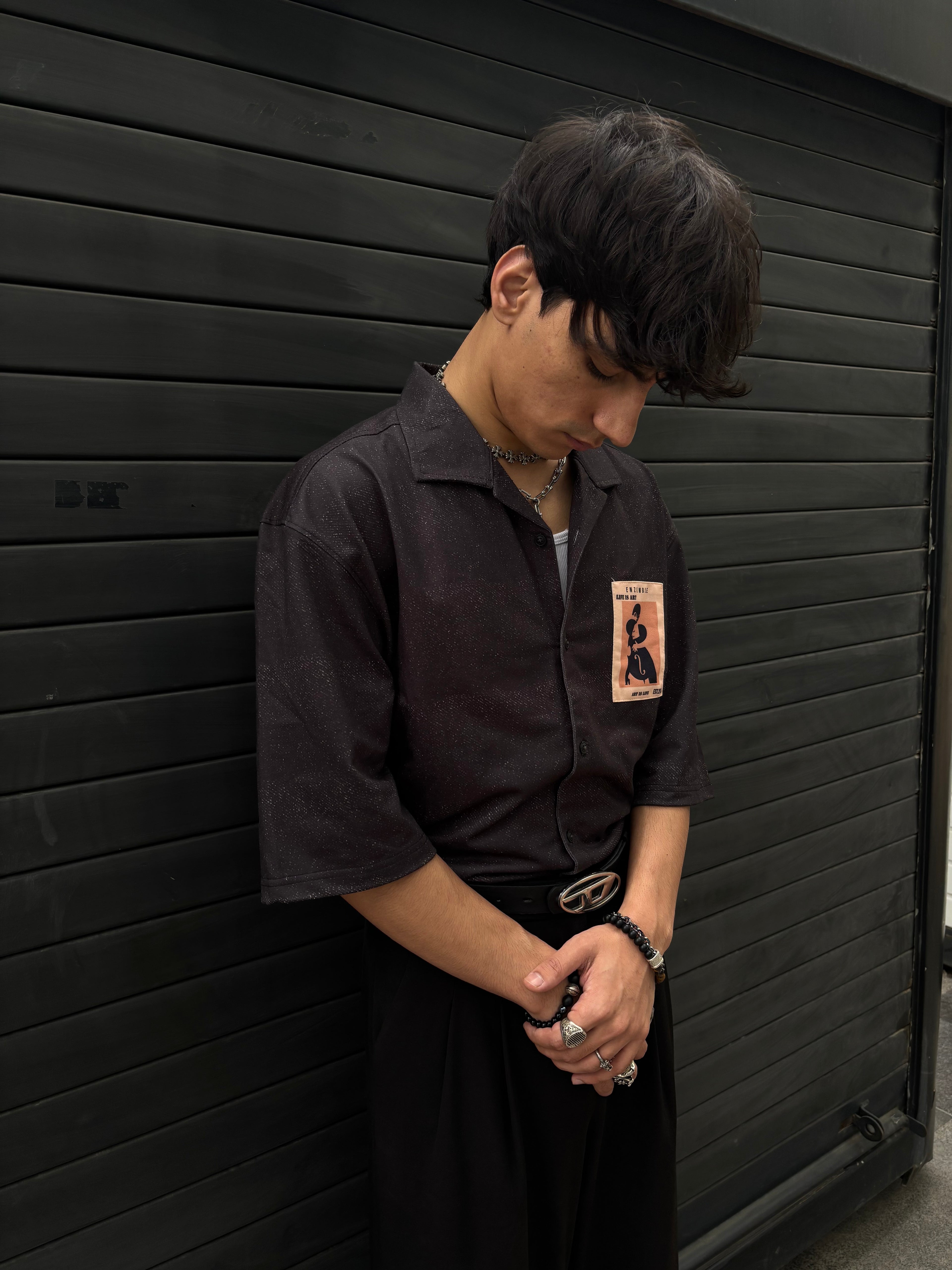 Vintage BLACK Boxy Fit Denim Shirt